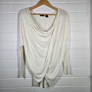 Press Oversized Cream Drape Top Small Long Sleeve Cotton Modal Balletcore Soft
